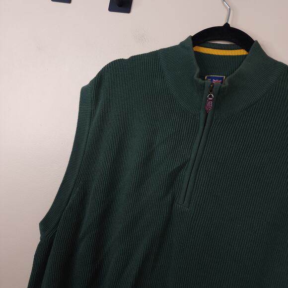 T Harris London Quarter Zip Golf Sweater Vest in Green Size XL - Picture 4 of 7